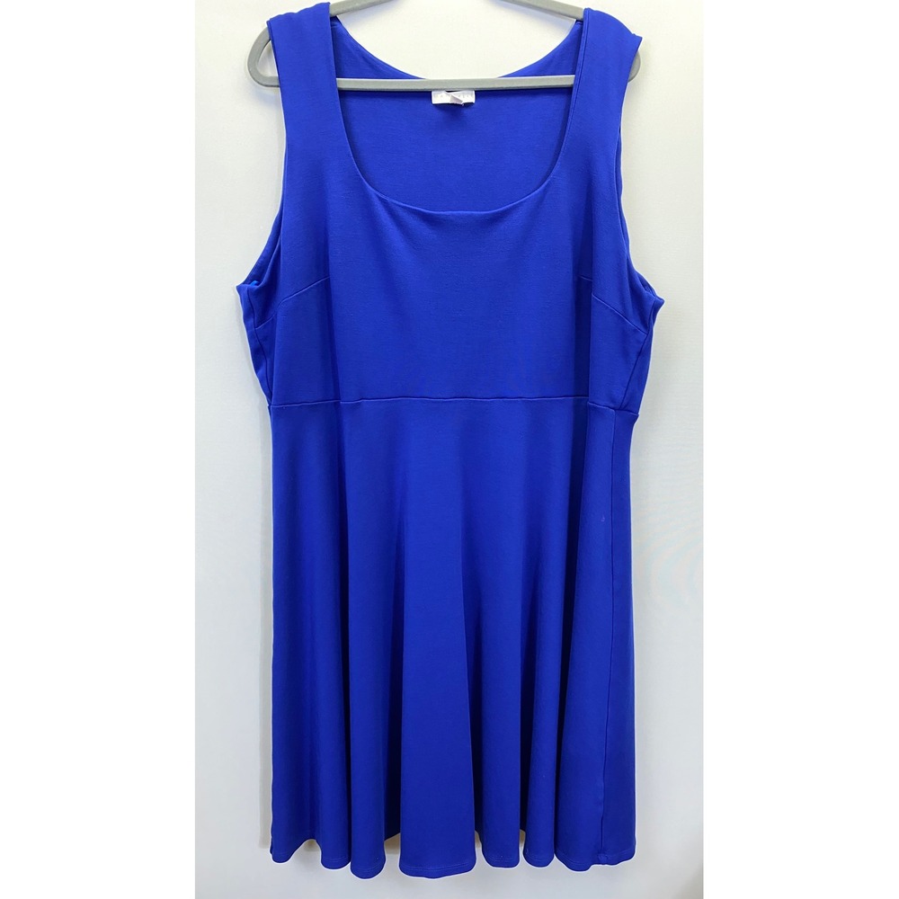 Marybelle Skater Dress Womens 4X Blue Fit and Flare‎ Sleeveless Royal Plus Size